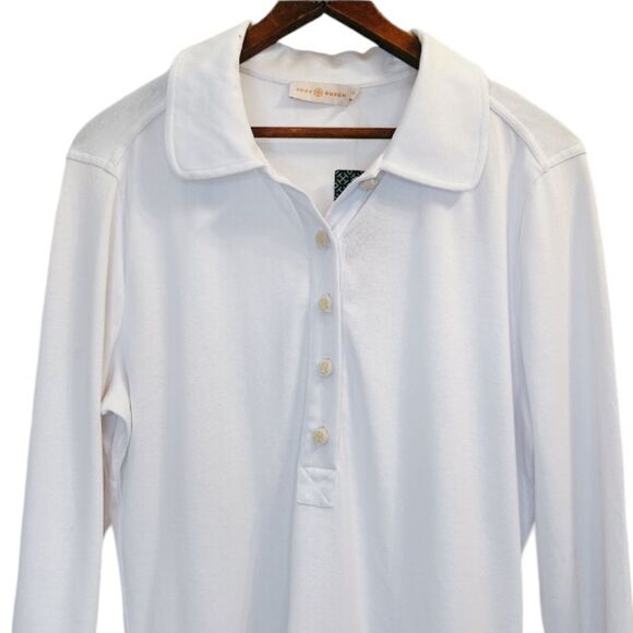 TORY BURCH White Long Sleeve Polo Shirt NWT - Picture 3 of 13